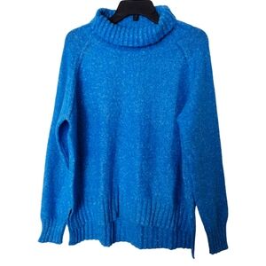 Lulus heathered bright blue & white turtleneck sweater size small